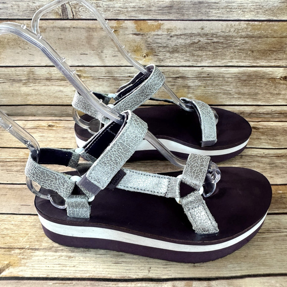 Teva Womens Flatform Universal Metallic Purple Sandals Size 9 - Picture 2 of 8
